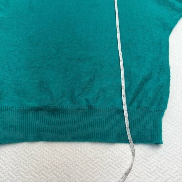 vintage 80's Green Crew Neck Sweater Black Sequin Detailing Size M - Picture 10 of 11